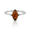 925 Sterling Silver & Genuine Baltic Amber Delicate Marquise Ring - 7654C