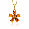 Gold-Plated Over 925 Sterling Silver & Genuine Baltic Amber Multi Stone Flower Exclusive Pendant - G75