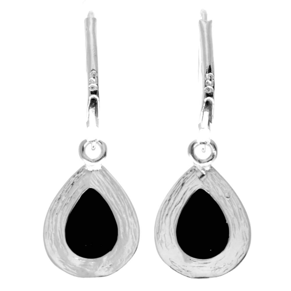 Sterling Silver & Genuine Baltic Amber Classic Teardrop Dangling Earrings - 8233