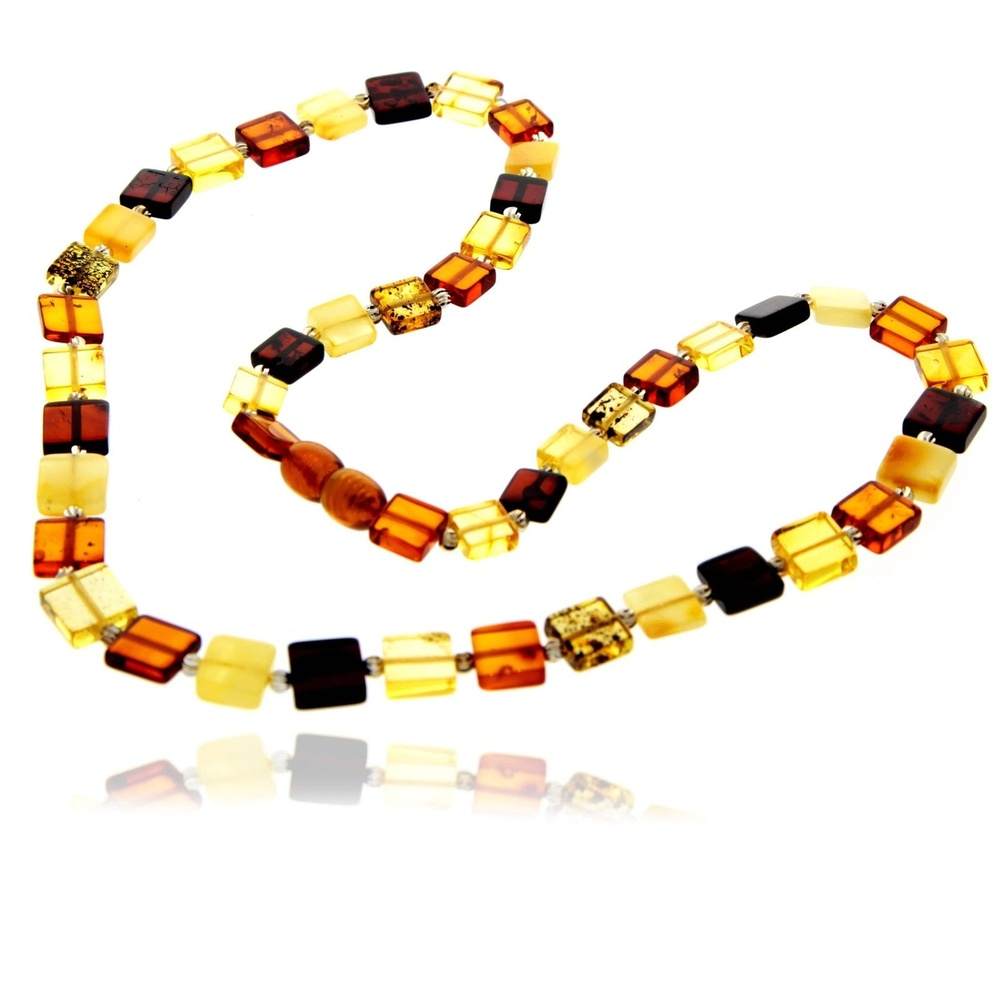 Genuine Baltic Amber Square Shaped Luxurious Necklace - NESQ9