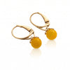 Gold-plated over 925 Sterling Silver & Genuine Baltic Amber Drop Balls Earrings - 8631G