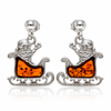 925 Sterling Silver & Genuine Baltic Amber Winter Santa Sledge Drop Earrings - AB022