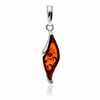 925 Sterling Silver & Genuine Baltic Amber Modern Pendant - AB220