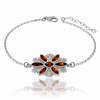 925 Sterling Silver & Genuine Baltic Amber Winter Snow Flake Adjustable bracelet - AB501
