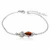 925 Sterling Silver & Genuine Baltic Amber Winter Pinguin Adjustable bracelet - AB503