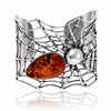 925 Sterling Silver & Genuine Baltic Amber Huge exclusive Spider Cuff / Bangle - AB506