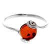 925 Sterling Silver & Genuine Baltic Amber Modern Designer Ring - AR14