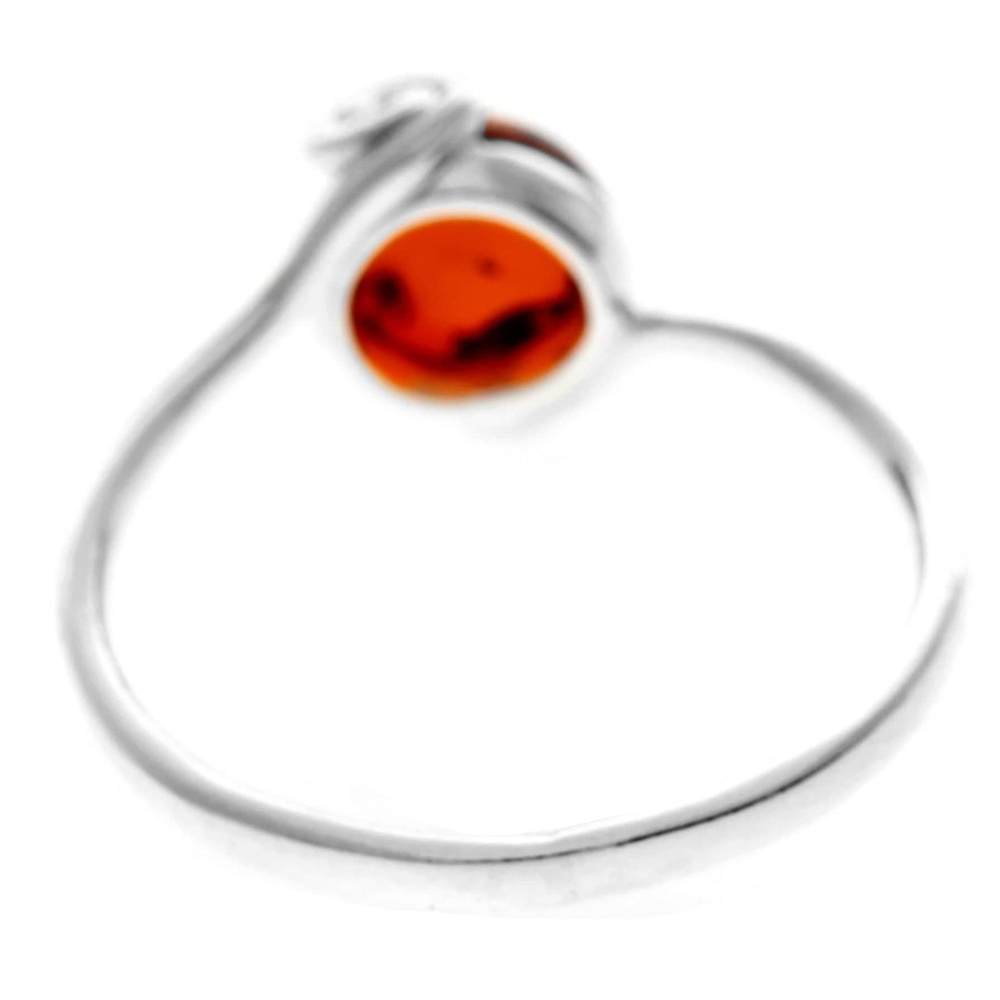 925 Sterling Silver & Genuine Baltic Amber Modern Designer Ring - AR14