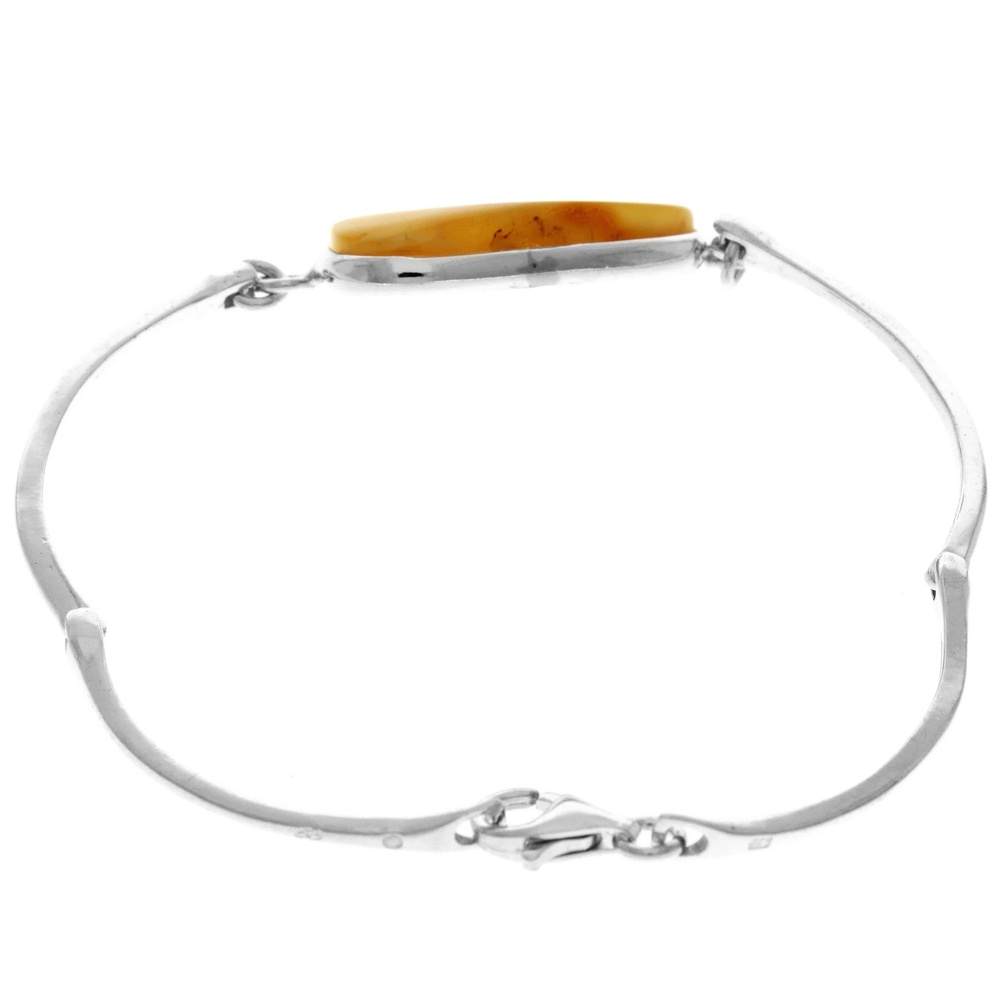 925 Sterling Silver & Genuine Cognac Baltic Amber Exclusive Bangle - BL0129