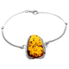 925 Sterling Silver & Genuine Cognac Baltic Amber Exclusive Bangle - BL0131