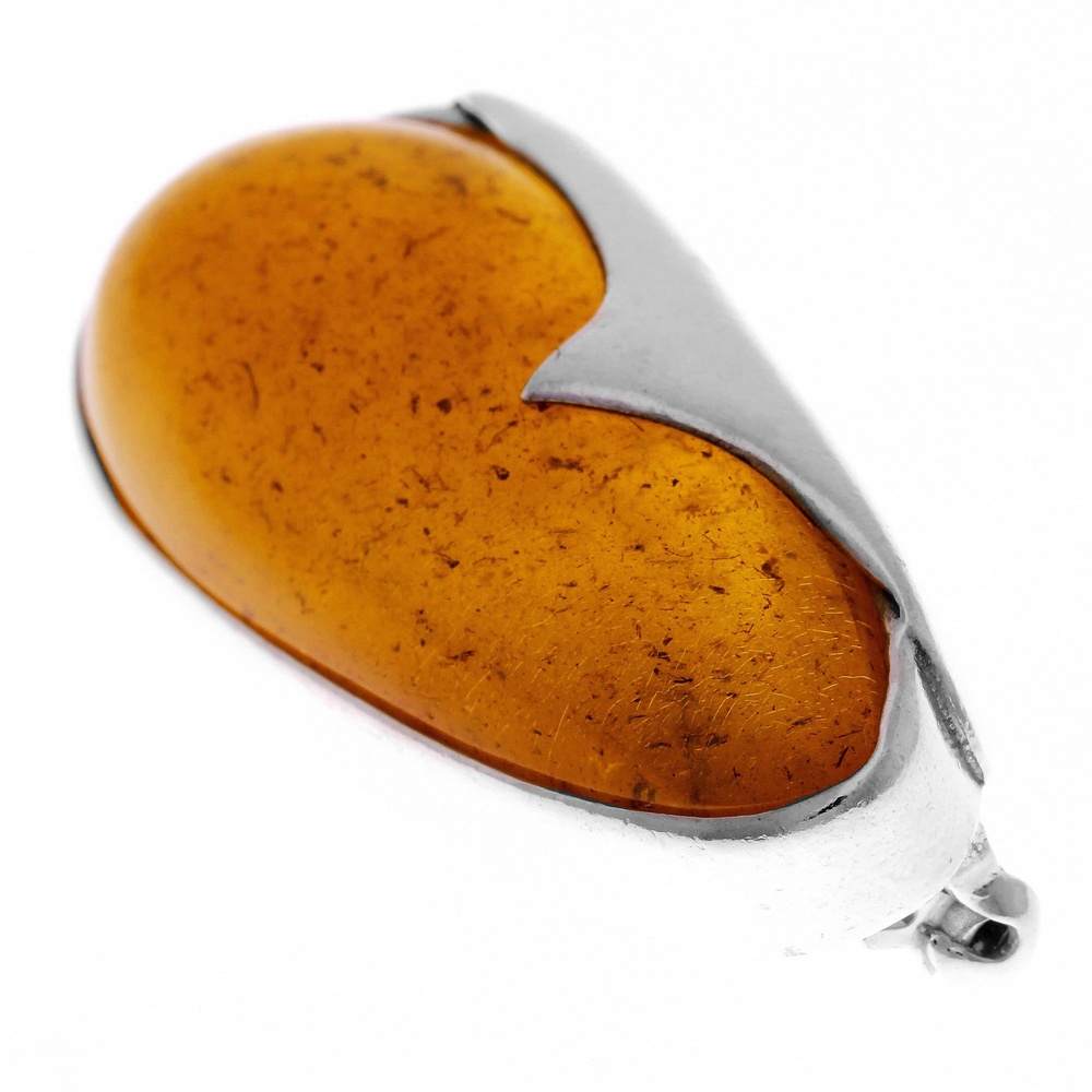 925 Sterling Silver & Baltic Amber Unique Amber Brooch - BR0122