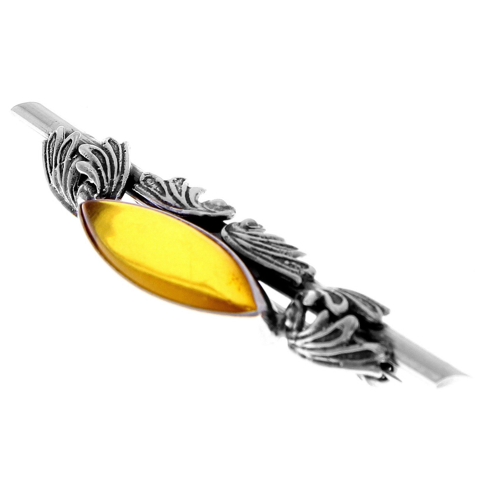 925 Sterling Silver & Baltic Amber Unique Amber Brooch - BR0123
