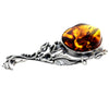 925 Sterling Silver & Baltic Amber Unique Amber Brooch - BR0151