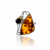 Unique one-of-a-kind 925 Sterling Silver & Genuine Baltic Amber Spider Adjustable Ring - BRG001