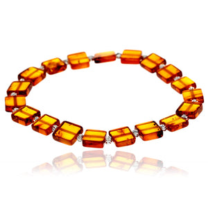 Genuine Baltic Amber Square Shaped Luxurious Bracelet - BRSQ9