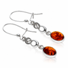 925 Sterling Silver & Genuine Baltic Amber Infinity Dangle Earrings - BS003