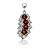 925 Sterling Silver & Genuine Baltic Amber Autumn Leaf Pendant - BS203