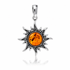 925 Sterling Silver & Genuine Baltic Amber Sun Pendant - BS207
