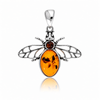 925 Sterling Silver & Genuine Baltic Amber Bee Pendant - BS210