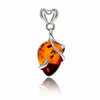 925 Sterling Silver & Genuine Baltic Amber Teardrop Pendant - BS215
