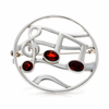 925 Sterling Silver & Genuine Baltic Amber Musical Symbols Brooch - BS801