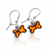 925 Sterling Silver & Genuine Baltic Amber Dog Bone Dangle Earrings - BT005