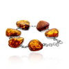 925 Sterling Silver & Genuine Cognac Baltic Amber Exclusive Unique Link Bracelet - BT0201
