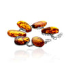 925 Sterling Silver & Genuine Cognac Baltic Amber Exclusive Unique Link Bracelet - BT0205