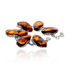 925 Sterling Silver & Genuine Cognac Baltic Amber Exclusive Unique Link Bracelet - BT0206