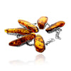 925 Sterling Silver & Genuine Cognac Baltic Amber Exclusive Unique Link Bracelet - BT0209