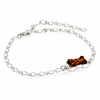 925 Sterling Silver & Genuine Baltic Amber Dog Bone Adjustable Bracelet - BT501