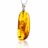 925 Sterling Silver & Genuine Cognac Baltic Amber Exlusive Unique Pendant - C-PD-122