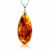 925 Sterling Silver & Genuine Cognac Baltic Amber Exlusive Unique Pendant - C-PD-124