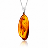 925 Sterling Silver & Genuine Cognac Baltic Amber Exlusive Unique Pendant - C-PD-126