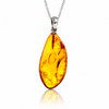 925 Sterling Silver & Genuine Cognac Baltic Amber Exlusive Unique Pendant - C-PD-127
