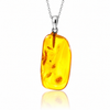 925 Sterling Silver & Genuine Cognac Baltic Amber Exlusive Unique Pendant - C-PD-137