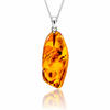 925 Sterling Silver & Genuine Cognac Baltic Amber Exlusive Unique Pendant - C-PD-138