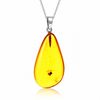 925 Sterling Silver & Genuine Cognac Baltic Amber Exlusive Unique Pendant - C-PD-139