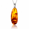 925 Sterling Silver & Genuine Cognac Baltic Amber Exlusive Unique Pendant - C-PD-145