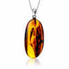 925 Sterling Silver & Genuine Cognac Baltic Amber Exlusive Unique Pendant - C-PD-149