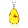 925 Sterling Silver & Genuine Cognac Baltic Amber Exlusive Unique Pendant - C-PD-151
