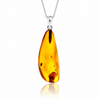 925 Sterling Silver & Genuine Cognac Baltic Amber Exlusive Unique Pendant - C-PD-152