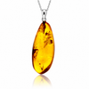 925 Sterling Silver & Genuine Cognac Baltic Amber Exlusive Unique Pendant - C-PD-153