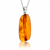 925 Sterling Silver & Genuine Cognac Baltic Amber Exlusive Unique Pendant - C-PD-155