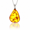 925 Sterling Silver & Genuine Cognac Baltic Amber Exlusive Unique Pendant - C-PD-158