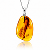 925 Sterling Silver & Genuine Cognac Baltic Amber Exlusive Unique Pendant - C-PD-160