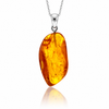 925 Sterling Silver & Genuine Cognac Baltic Amber Exlusive Unique Pendant - C-PD-161