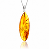 925 Sterling Silver & Genuine Cognac Baltic Amber Exlusive Unique Pendant - C-PD-163