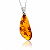 925 Sterling Silver & Genuine Cognac Baltic Amber Exlusive Unique Pendant - C-PD-164