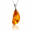 925 Sterling Silver & Genuine Cognac Baltic Amber Exlusive Unique Pendant - C-PD-167